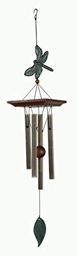 NATURE'S MELODY - Garten Dekor Klangspiel LIBELLE, ca. 24 Zoll / ca. 62 cm, hellgoldfarben