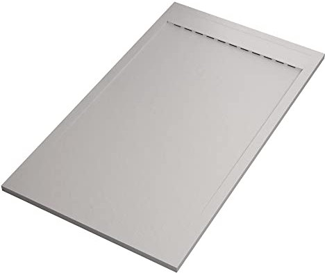 Receveur de douche en résine de marbre effet pierre ciment Blanc PRESTIGE - 90 x 120