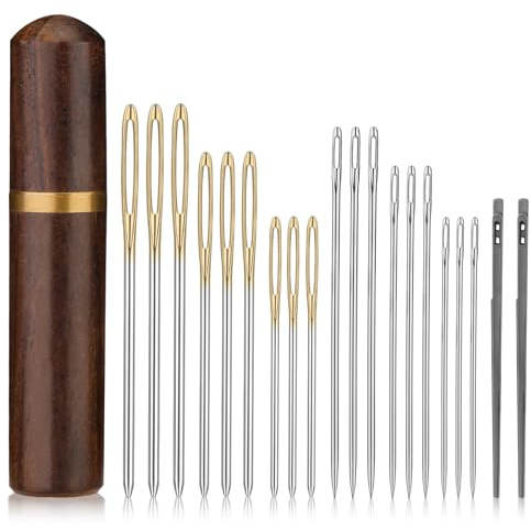 ZMAAGG Leather Sewing Needles, Needle Bottle, 21 PCS 3 Sizes Leather Needle