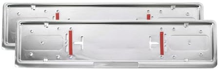 OMAC Kennzeichenhalter Universal Nummernschildhalter Selbstklebend | Auto/KFZ Zubehör 2X Satz Nummernschilder Aufkleber Schildhalter Fahrradträger | 11x52 cm Rostfreier Edelstahl Chrom