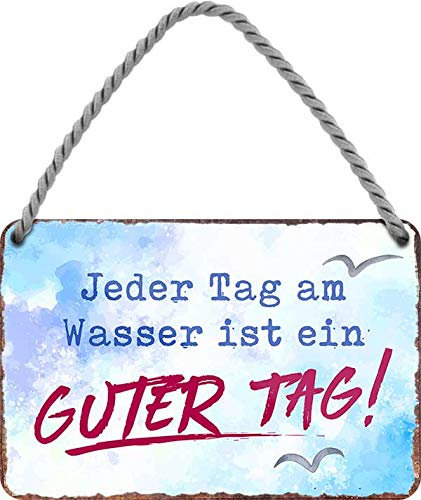 schilderkreis24 Blechschilder Kollektion 18x12cm – Nordsee, Ostsee & Meer: Dekoration & Geschenkideen mit maritimen Sprüchen (Jeder Tag am Wasser ist EIN Guter Tag)