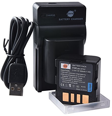 DSTE BN-VF707U Li-ion Battery (2-Pack) and Micro USB Charger Suit Compatible with JVC GR-D350 GR-D351 GR-D360 GR-D370 GR-D371 GR-D375 GR-D570 GR-D640 GR-D645 Camera as JVC BN-D645 VF707. BN-VF714