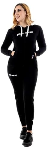GIVOVA TUTA DONNA 105 PAILLETTES CON CAPP in FELPA NERO/BIANCO Tg. M