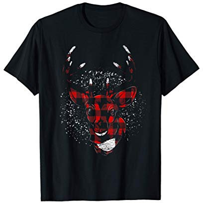 Animal De La Forêt Amoureux De La Nature Plaid Tête De Cerf T-Shirt