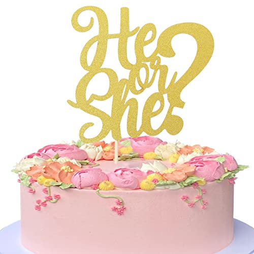 Suministros para decoración de tartas de cumpleaños con texto en inglés «He Or She Birthday Cake Topper Supplies – Suministros para fiestas de cumpleaños
