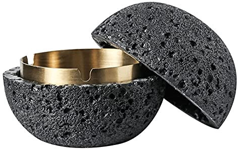 Cutfouwe Mini Encimera Bote De Papelera,Cemento + acero inoxidable. Fácil de quitar. Fácil de limpiar. Apto para exterior, terraza, NEGRO-L