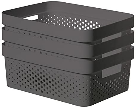 CURVER Infinity Dots - Grau, 3 x 11 Liter