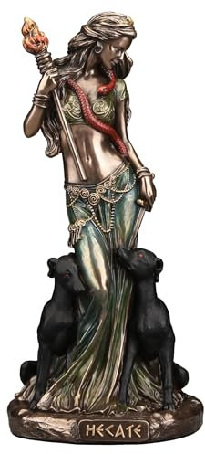Veronese Design Skulptur Hecate, griechische Göttin der Magie, Kaltgussharz, Bronze-Finish, 16,5 cm