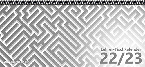 Lehrer - Tischkalender 2022/23: XXL-Tischkalender, Bunt-Kalender Labyrinth grau 14,5 x 32,5 cm, quer, Juli 2022 - September 2023