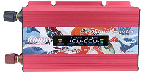 adawd Inverter solare per auto 5000 W - Presa adattatore auto, DC 12 V a AC 220 V per GPS Bapdas Tablet Viaggio Campeggio Attività Esterna Fotocamera Rosso