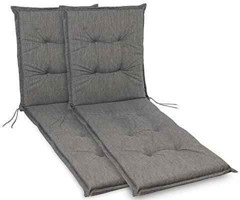 sunnypillow 2 Stück Liegenauflagen 190 x 60 - Auflage Sonnenliege Polster für Gartenliege extra dick 9cm - Polsterauflagen Outdoor, wasserdicht, UV Lichtecht für Gartenmöbel Liegestuhl Liegen - Grau