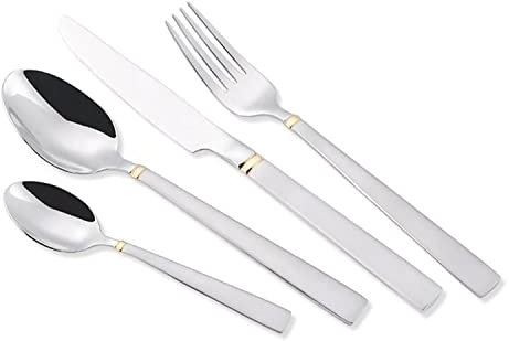 Maestro MR-1517G-24 Set di posate 24 pezzi per 6 persone in acciaio inossidabile 18/10 Set di posate Coltello Forchetta Cucchiaio Posate da tavola Argento/Oro