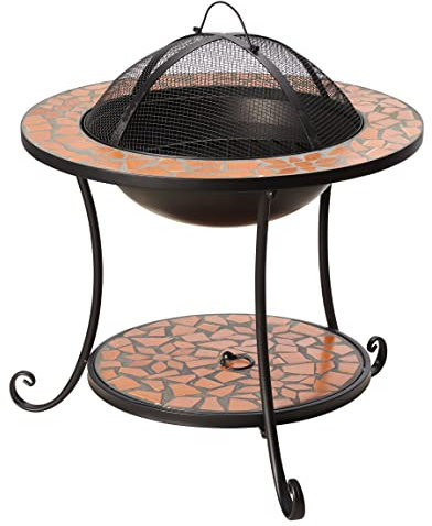 Gartenfreude Mosaik | Ø 58 cm Funkenschutz Feuerstelle rostrot, 9500-1013-122