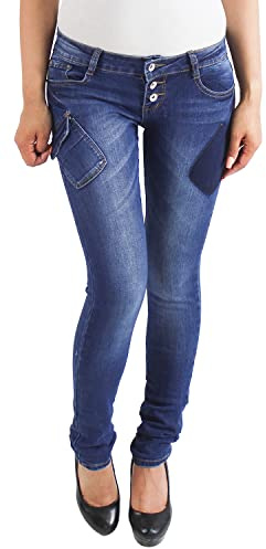 Sotala Damen Stretch RÖHREN HÜFT Jeans Hose Skinny Slim FIT BLAU RÖHRENJEANS HÜFTJEANS