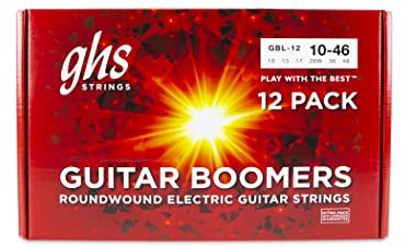 GHS Strings - GBL-12er-Pack vernickelte elektrische Gitarrensockel, leicht, 10-46, 12er-Pack