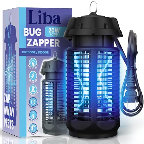 LiBa Bug Zapper Outdoor 4000V 20W, IPX4 Waterproof Insect Killer for Yard