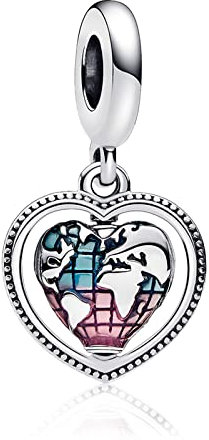 Annmors Family Heart Charm 925 Sterling Silver DIY Jewelry fit European Bracelet&Necklace Birthday Gift for Dad Mom Wife Sister