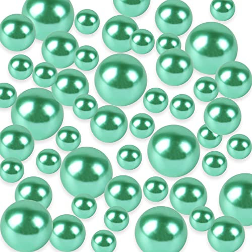 TYEQWT Schwimmende Perlen, 150Pcs Kunstperlen, Floating Pearls, Schwimmende Perlen für Vasenfüller, Deko Perlen Ohne Loch, Kunststoffperlen für Vasen DIY-Basteln Karneval Fasching Deko,8/14/20mm(Grün)