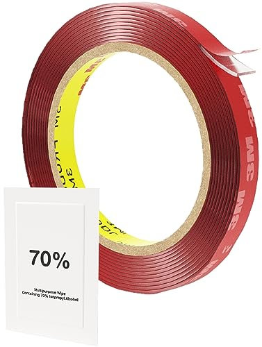 Spyder Tape Nastro biadesivo 3M - 4910P VHB a doppia faccia, 19 mm x 3 m, nastro biadesivo trasparente, extra resistente, nastro impermeabile trasparente per targa