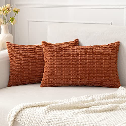 MIULEE 2er Set 40x60 cm Kordsamt Kissenbezüge Moderne Kissenhüllen Dekorative Sofakissen Dekokissen Weicher Zierkissenbezug für Wohnzimmer Sofa Schlafzimmer Boho Dekor Karamell