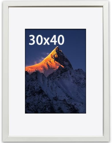 wyewye Bilderrahmen 30x40, 30x40 cm Rahmen mit Bruchsicherem Plexi-Glas und Weiße Passepartout (Schwarz)