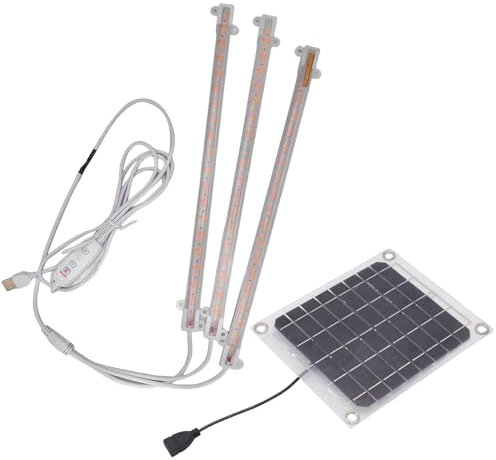 Mokernali Solar Pflanzenlampe, Solar Pflanzenlicht, LED Pflanzenlichtstreifen, Doppelseitige Stromerzeugung, Lichtschlauch mit USB-Kabel, für Balkon Gewächshaus Kräuter Gemüse Blumen(30W)