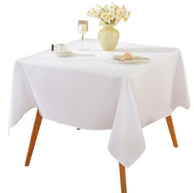 Craft And Party Quadratische Tischdecke, 137,2 x 137,2 cm, weiße Tischdecke, Polyester-Stoff, waschbare Tischdecke für Zuhause, Party, Hochzeit oder Restaurant.