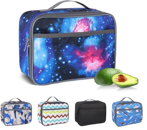 Minicoco Insulated Lunch Bag for Men Kids,Portable Leakproof Food Drink Cooler Bag for Boys Girls Pack Lunch Box for Work School Picnic Camping Travel (Starry Sky)