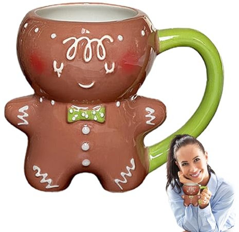 Fenhua Taza De Hombre De Jengibre, Taza De Navidad De Hombre De Jengibre De Porcelana, Taza Linda Y Divertida De Hombre De Jengibre De 600 Ml, Regalo para Cumpleaños De Navidad