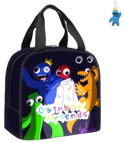 AII Lover Anime Rainbow Lunch Bag with Friends Keychain,Cute Lunch Box Portable Insulated Lunch Tote Bag Thermal Cooler Bag for Teens Students. (C)