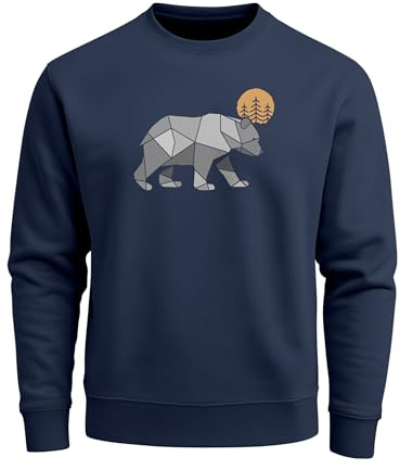 Neverless® Sweatshirt Polygon Bär Mond Outdoor Wandern Natur Print Aufdruck Fashion Streetstyle