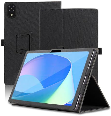 Étui pour DOOGEE U10, 10 inch, DOOGEE U10 Coque Tablette, Housse de Protection avec Support Pliable, Porte-Crayon et Dragonne, Protection Totale. (Noir)