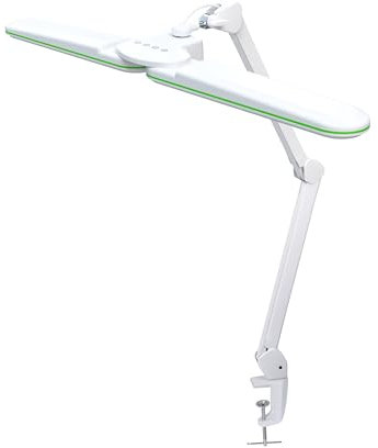 Neatfi Elite HD XL Lampe de travail, 3 modes d'éclairage, 90 LED SMD, lampe LED pour le soin des yeux, gradation non polaire (CCT avec Pince, Anneau Vert, 45 CM)