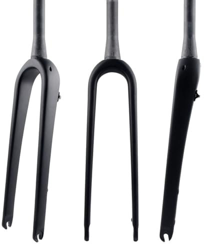 Karbonfaser-starre Gabel 700C Gravel Rennradgabel 1-1/8 gerade/konisch zulaufende Scheibenbremse Vordergabel QR 9 x 100 mm (Farbe: mattschwarz, Größe: konisch)