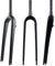 Karbonfaser-starre Gabel 700C Gravel Rennradgabel 1-1/8 gerade/konisch zulaufende Scheibenbremse Vordergabel QR 9 x 100 mm (Farbe: mattschwarz, Größe: konisch)