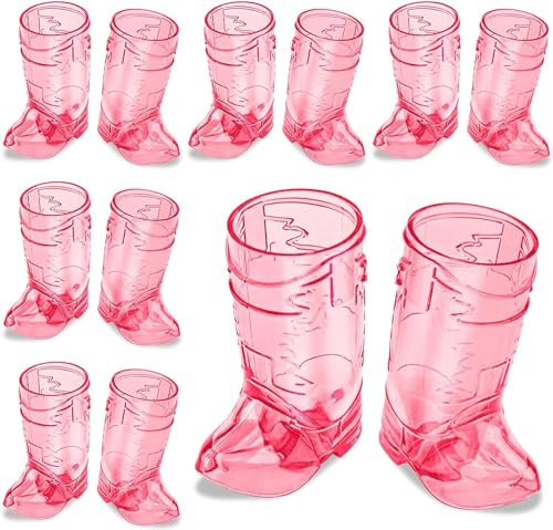 LAWENDA Cowboy Boot Shot Glasses, 10 Pcs 1 Oz Mini Plastic Boot Shot Glass, Reusable Plastic Boot Cups for Cowboy Cowgirl Western Theme Party Supplies Bachelorette Birthday Party Favors