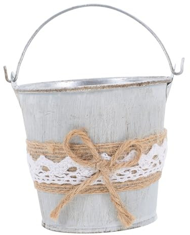 BESPORTBLE Maceta de Hierro Lata de Leche galvanizada decoración de Plantas Diseño Retro para macetas contenedor de Almacenamiento de Flores florero metalico Antiguo Cubo de Flores Tambor