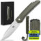 Wolfgangs CULTRO Zweihandmesser Klappmesser aus feinstem D2 Stahl und Ebenholz-Griff - Legale mitführbares Taschenmesser Klappmesser - Outdoor Survival Messer - Klappmesser Outdoor + Leder Holster