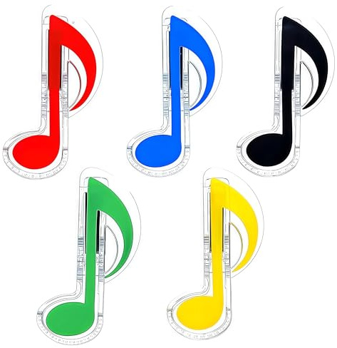 Musiin 5er-Set Musiknoten-Clips, mehrfarbig, Musikbuch-Clips, Notenklammer, Kunststoff, Musizier-Zubehör, Musik-Geschenk