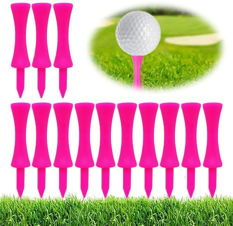 Adhere 100pcs Golf Tees plastic 2-1/4 inch Pink Castle Golf Tees, Durable 32mm Small Castle Tees (59mm・Pink・100pcs)