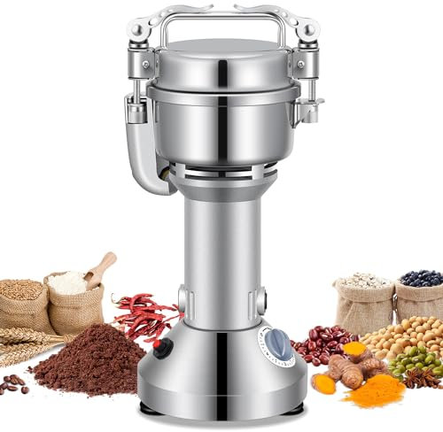 Elektrische Getreidemühle Mühle, 100g Kommerzielle Gewürzmühle 400W Edelstahl Pulverisator Trockenmahlwerk Schleifmaschine (100g Stand Typ)