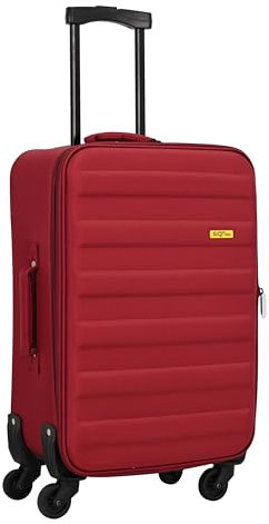 SIGN Stoffkoffer Reisekoffer Trolley (Handgepäck-Mittel-Groß-Set) + 5cm Dehnungsfuge (Weinrot, Großer Koffer (70cm))