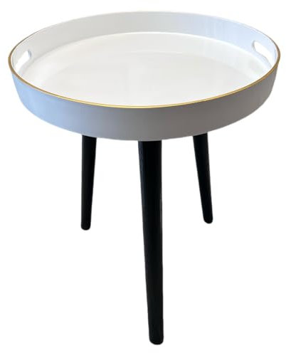 Simmer Stone Table d'Appoint Ronde d'Extérieur Avec 3 Pieds Amovibles en Bois, Table Basse Polyvalente pour Thé et Relaxation, 45 cm