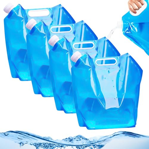 GOTRUST 10L Collapsible Water Container, 4PCS Portable Camping Water Bag | Car Water Carrier Containers, Outdoor Folding Drinking Water Bags for Sport Hiking Picnic BBQ