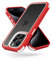 MobNano Ultra Hybrid Durchsichtig Hülle für iPhone 15 Pro Max Hülle Stoßfest Bumper Transparent Handyhülle Shockproof Fallschutz Silicone iPhone 15 Pro Max Case - Rot/Weiß