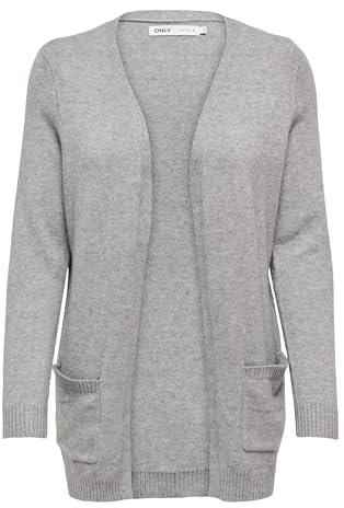 ONLY Damen Onllesly L/S Open Cardigan KNT Noos Strickjacke 15174274 ,Ultimate Grey ,XL