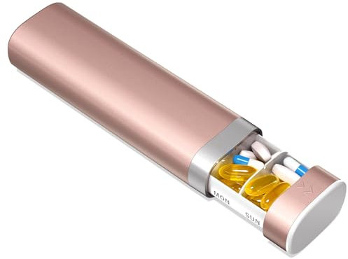 Colorwing Tablettenbox 7 Tage für 1 Dosis, Medikamentenbox für 7 Tage, Reise Pillendose für Unterwegs, Lateral Retraktierbar und Herausnehmbar, Einfach zu Öffnen (Rosa)