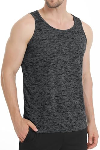 Peakwell Herren Tank Tops Achselshirts Sport Ärmellose T-Shirts Tanktops Schnelltrocknende Fitness Shirts(Schwarz, XL)