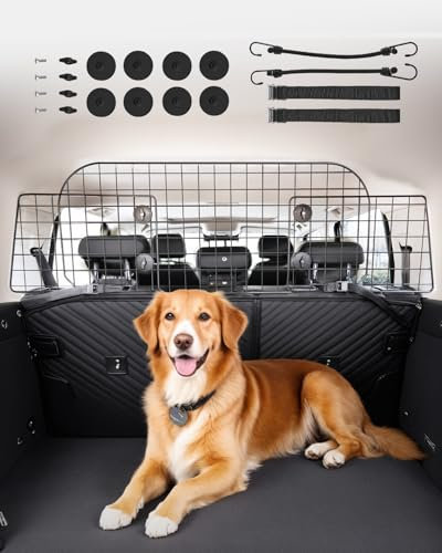 VEVOR Hunde Autobarriere einstellbare Trennwand Hundegitter 1525 mm Autoschutzgitter für die Rücksitze, Haustierbarriere aus Drahtgeflecht, universell passende Autobarriere für SUVs Lkws Fahrzeuge