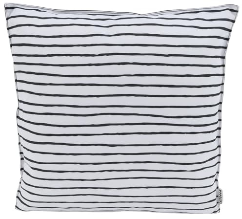 CB Home & Style Outdoor Garten Kissen Wasserabweisend 45x45cm mit Füllung (Schwarz/Weiß Streifen)